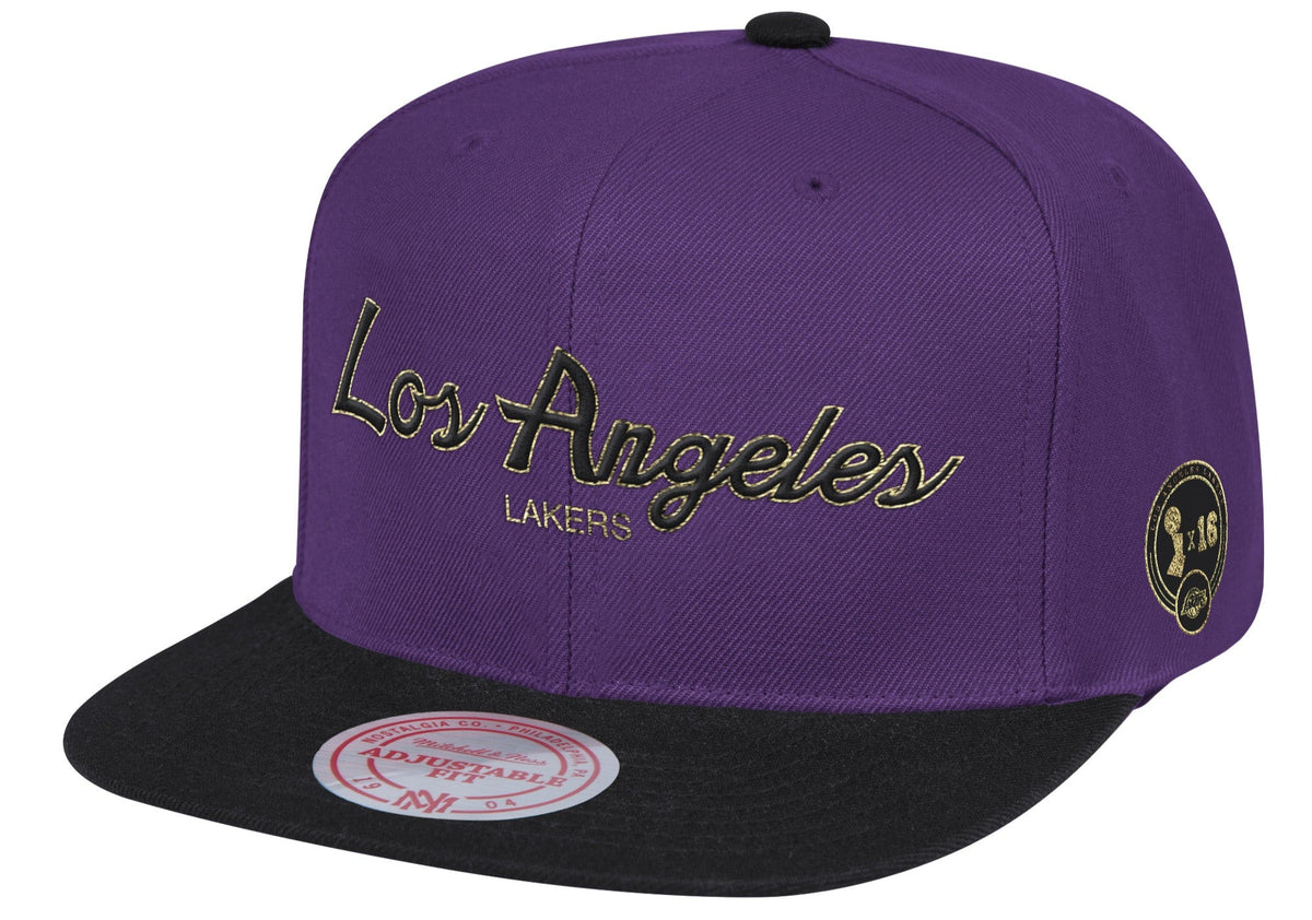 Los Angeles Lakers Mitchell & Ness NBA 17x City Champs Snapback Hat product image 1, provided for visual reference and