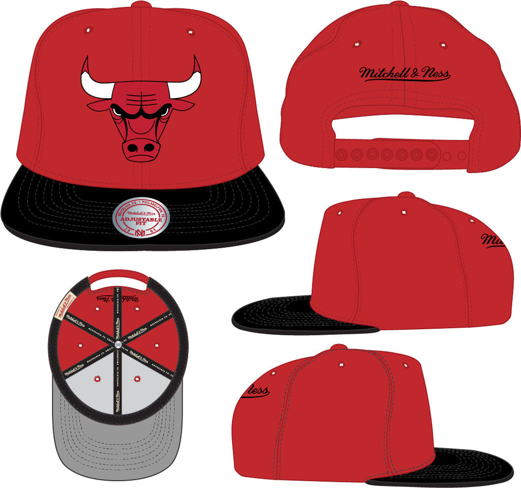 Mitchell & Ness Chicago Bulls Core Red/ Black Adjustable Snapback Hat for Men product image 4, provided for visual reference