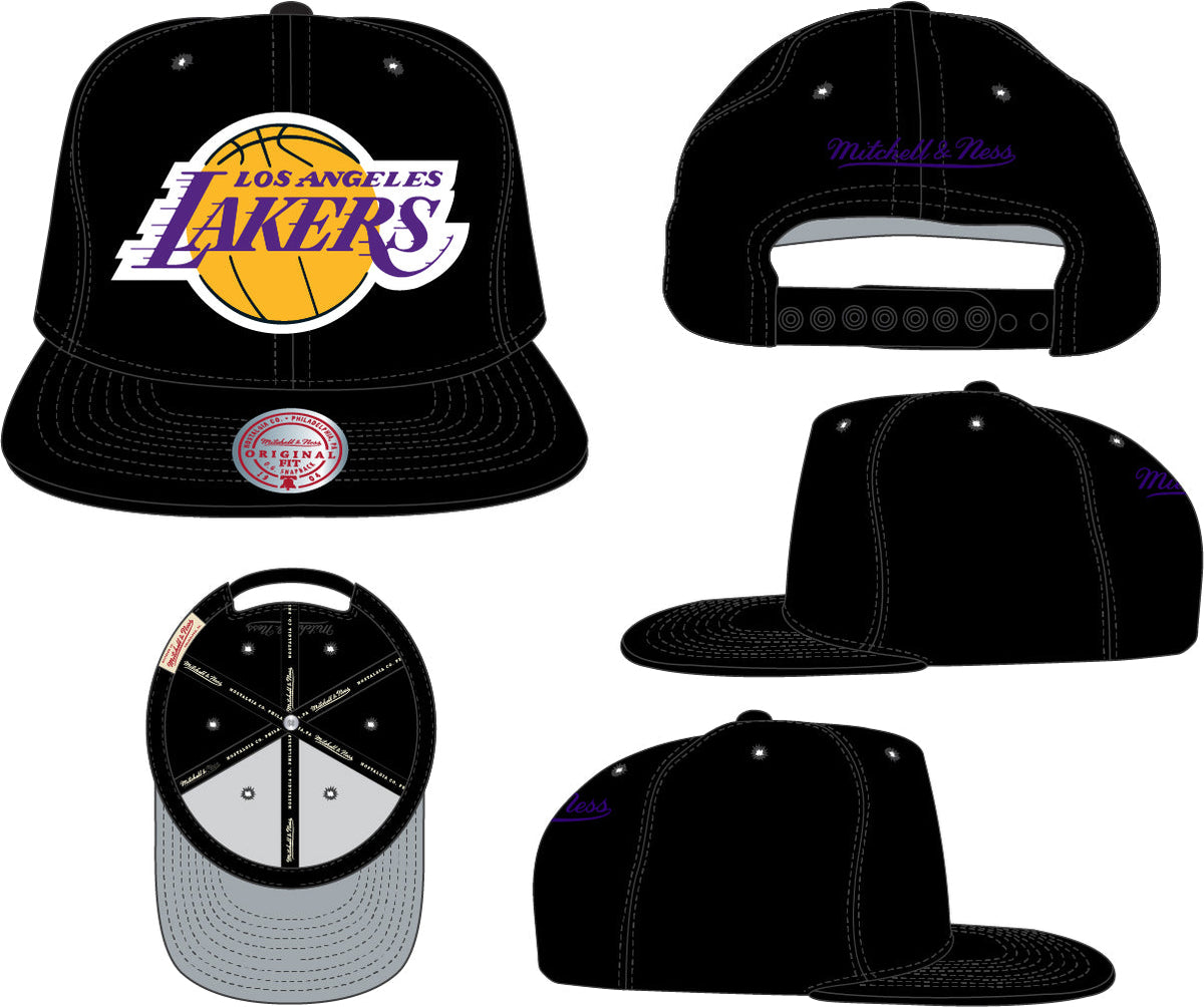 Mitchell & Ness Los Angeles Lakers Black Adjustable Snapback Hat for Men product image 3, provided for visual reference and