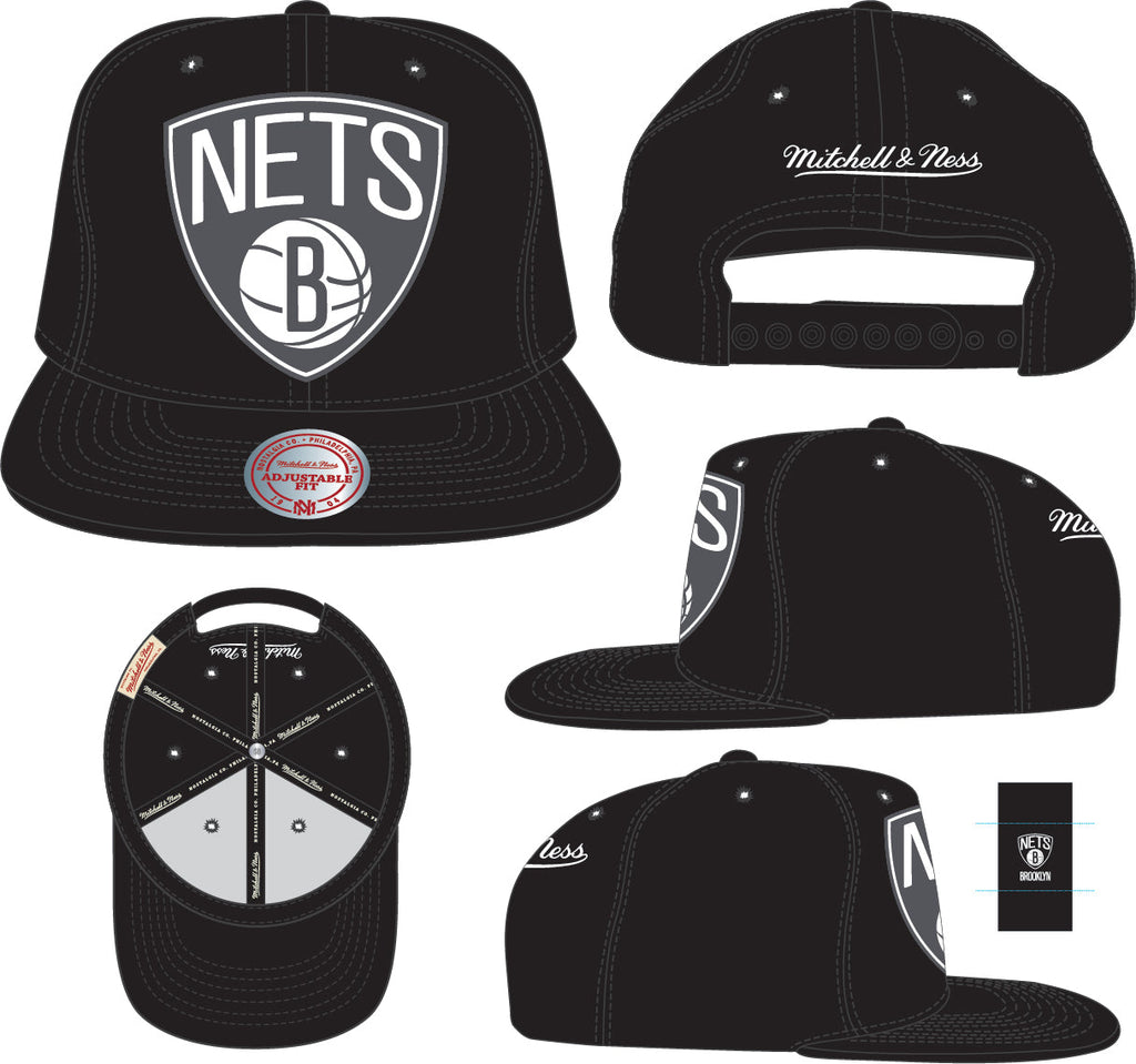 Brooklyn Nets NBA XL BWG Mitchell & Ness Snapback Hat for Men product image 5, provided for visual reference and product