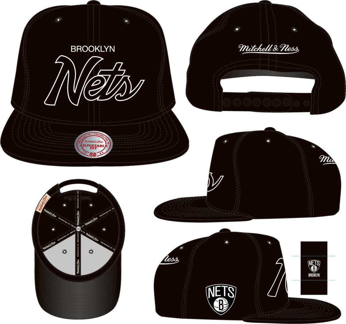 Brooklyn Nets Black NBA Sports Specialty Snapback Adjustable Hat for Men product image 3, provided for visual reference and