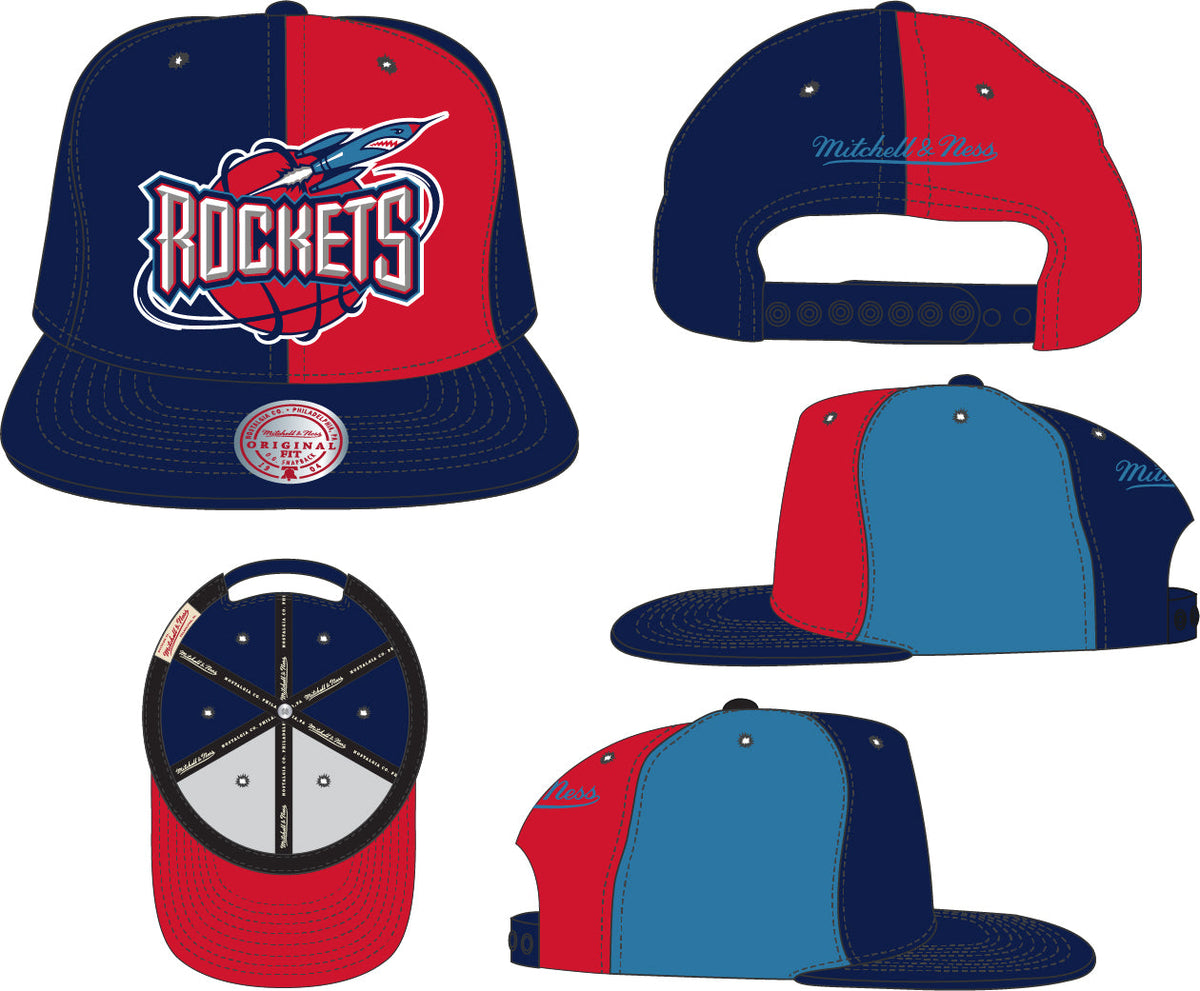 Houston Rockets Mitchell & Ness NBA Pinwheel Snapback Hat for Men product image 4, provided for visual reference and product