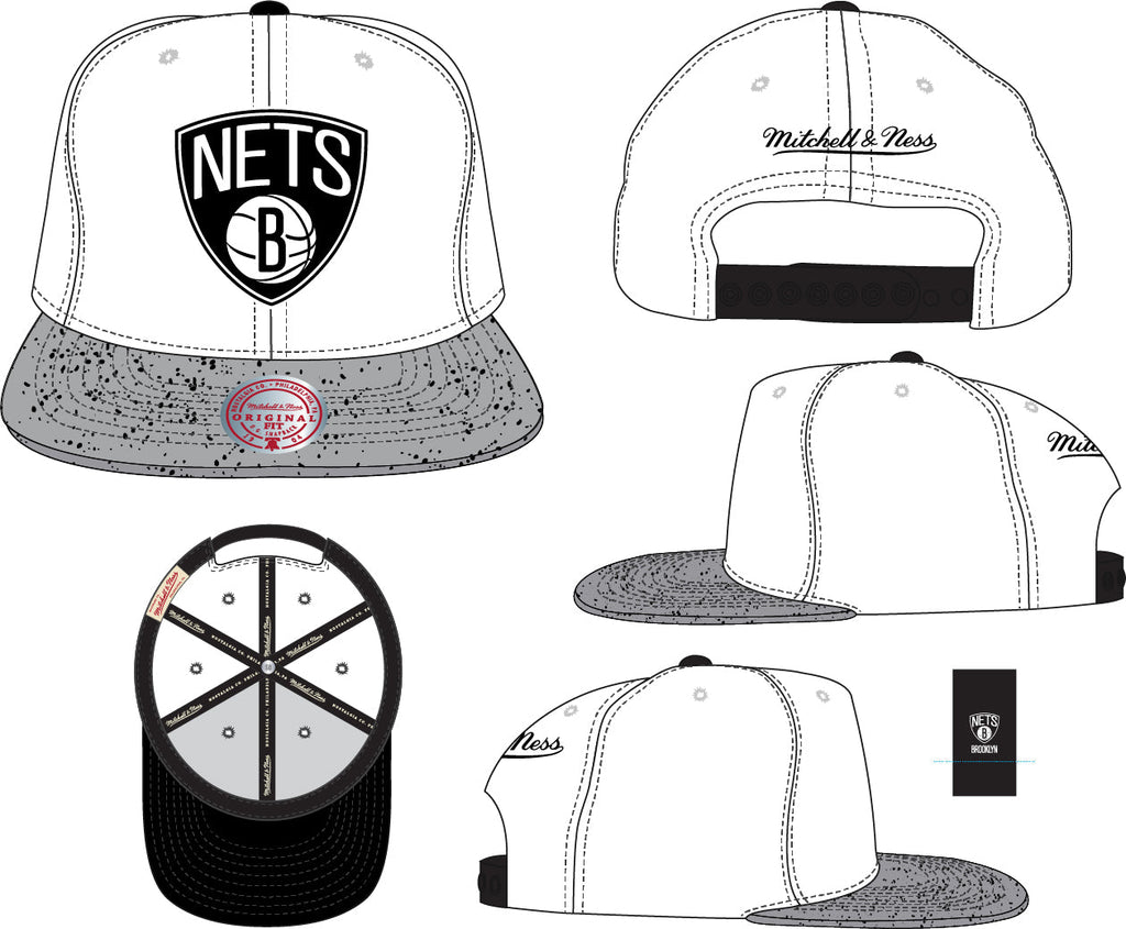 Brooklyn Nets NBA Cement Top Mitchell & Ness Snapback Hat for Men product image 2, provided for visual reference and product