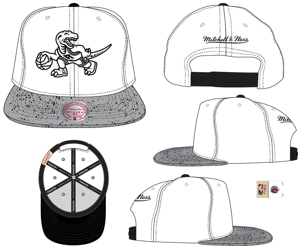 Toronto Raptors NBA Cement Top HWC Mitchell & Ness Snapback Hat for Men product image 4, provided for visual reference and