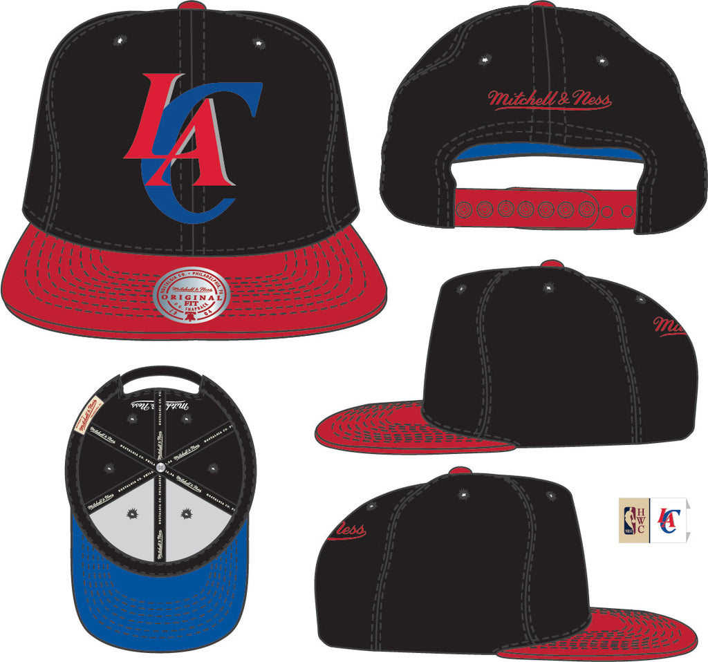 Los Angeles Clippers Mitchell & Ness Hardwood Classics Reload 2.0 Snapback Hat - Black/Red product image 3, provided for