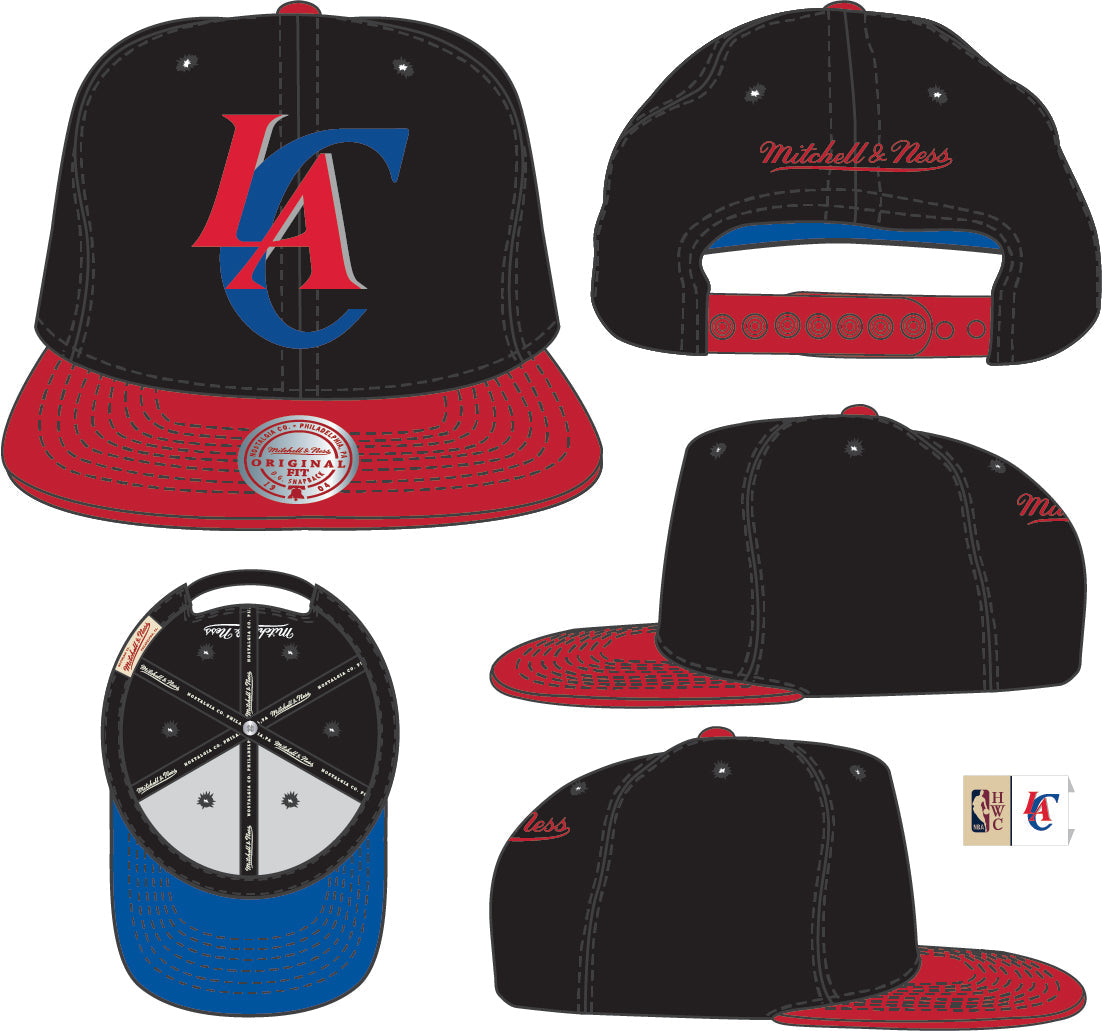 Los Angeles Clippers Mitchell & Ness Hardwood Classics Reload 2.0 Snapback Hat - Black/Red product image 3, provided for