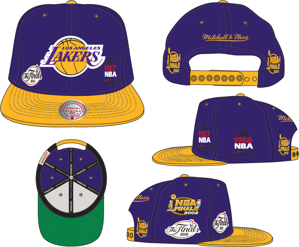Los Angeles Lakers NBA Patched Up 2 Tone Purple/ Gold Mitchell & Ness Adjustable Snapback Hat for Men product image 4,