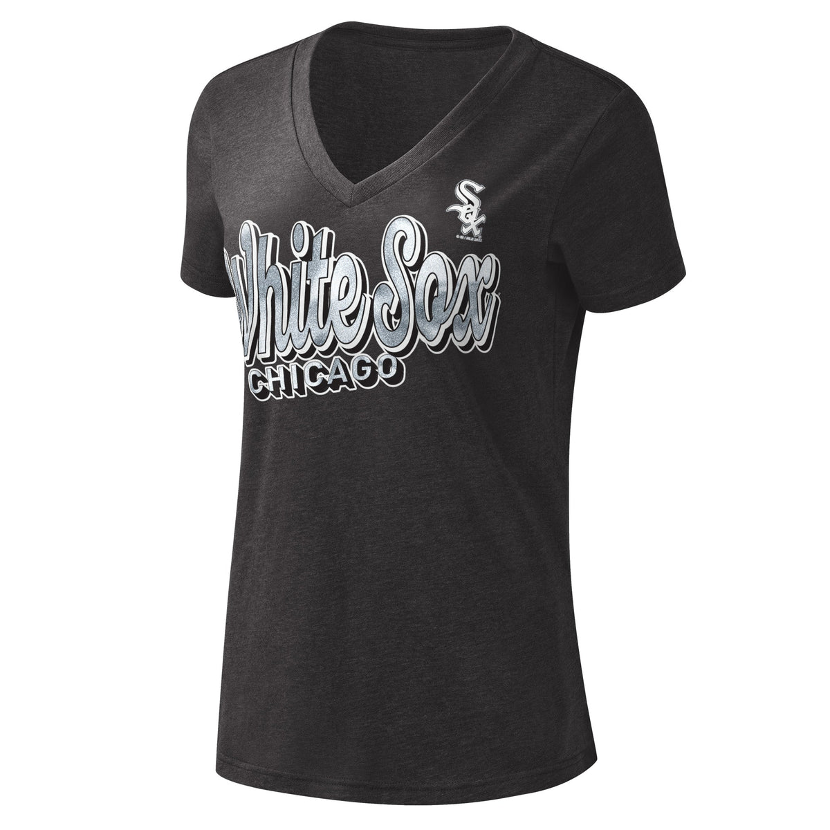 Chicago White Sox Heathered Black G-III Script T-Shirt for Women product image 1, provided for visual reference and product