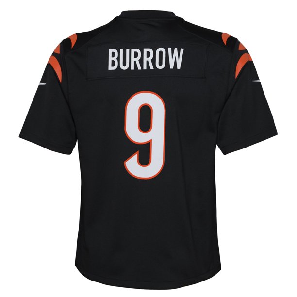 Youth Cincinnati Bengals Joe Burrow Nike Black Game Jersey product image 3, provided for visual reference and product detail