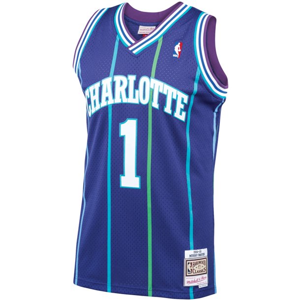 Youth Charlotte Hornets Muggsy Bogues Mitchell & Ness Purple 1994-95 Hardwood Classics Swingman Jersey product image 2,