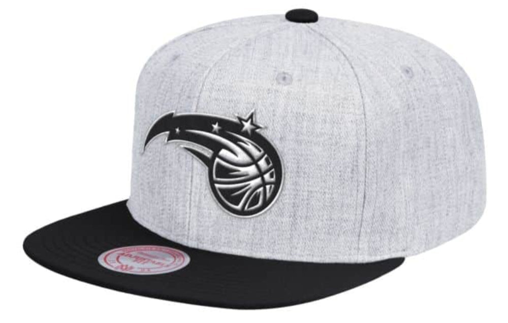 Orlando Magic Mitchell & Ness Grey Black Pop Snapback Hat product image 1, provided for visual reference and product detail
