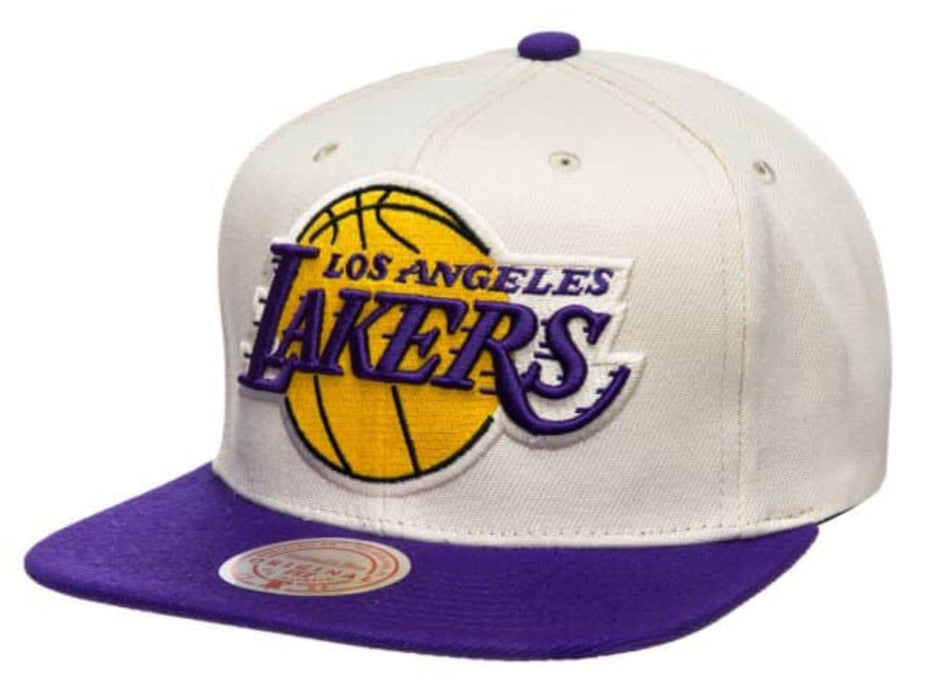 Los Angeles Lakers Mitchell & Ness Natural 2 Tone Snapback Hat- Cream/Purple product image 1, provided for visual reference