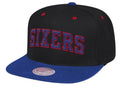 Philadelphia 76ers Mitchell & Ness Hardwood Classics Reload 2.0 Snapback Hat - Black/Blue product image 1, provided for