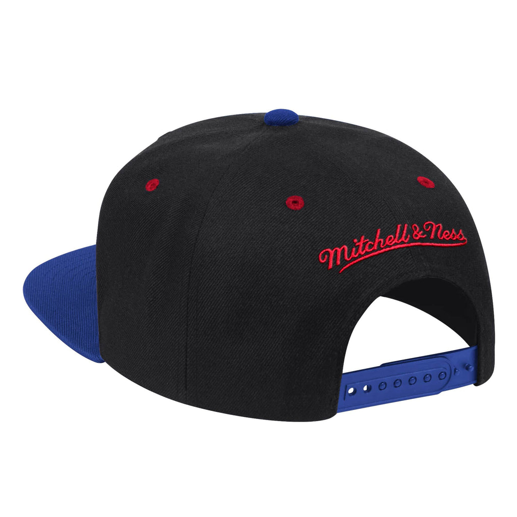 Philadelphia 76ers Mitchell & Ness Hardwood Classics Reload 2.0 Snapback Hat - Black/Blue product image 2, provided for