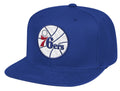 Mens NBA Philadelphia 76ers Royal Team Ground Snapback Hat By Mitchell And Ness product image 1, provided for visual