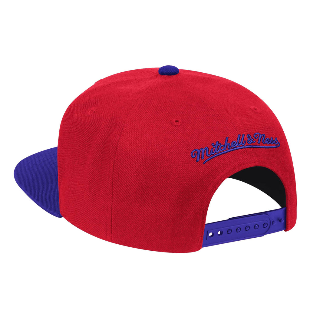 Mens NBA Toronto Raptors Red/Purple Wool 2 Tone Snapback Hat By Mitchell And Ness product image 2, provided for visual