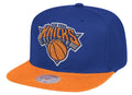 Mens NBA New York Knicks Blue/Orange 2 Tone Snapback Hat By Mitchell And Ness product image 1, provided for visual reference