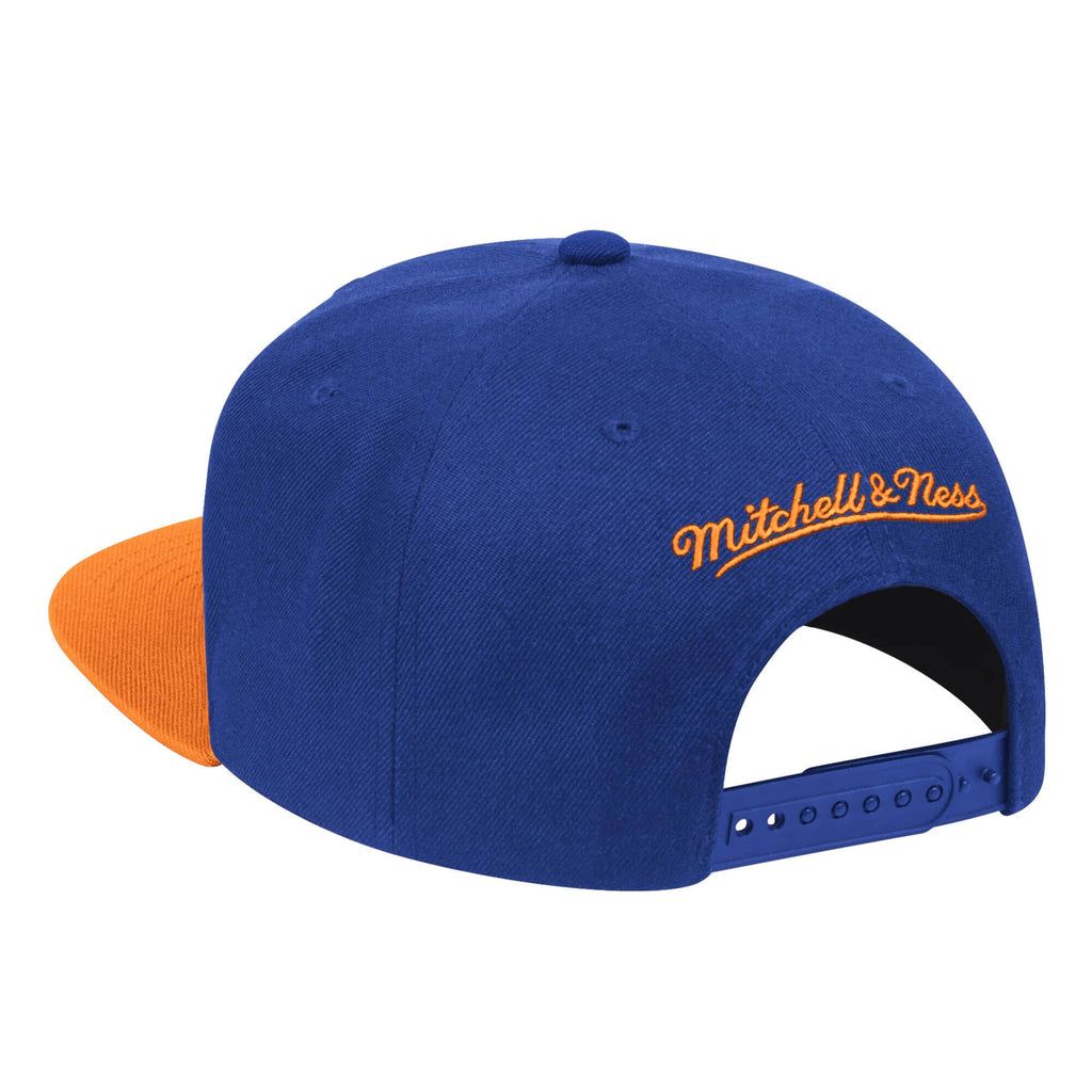 Mens NBA New York Knicks Blue/Orange 2 Tone Snapback Hat By Mitchell And Ness product image 2, provided for visual reference
