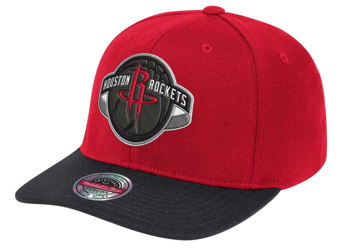 Mens NBA Houston Rockets Red/Black Wool 2 Tone Snapback Hat By Mitchell And Ness product image 1, provided for visual