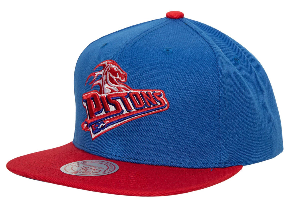 Detroit Pistons Mitchell & Ness Hardwood Classics Reload 2.0 Snapback Hat - Royal/Red product image 1, provided for visual