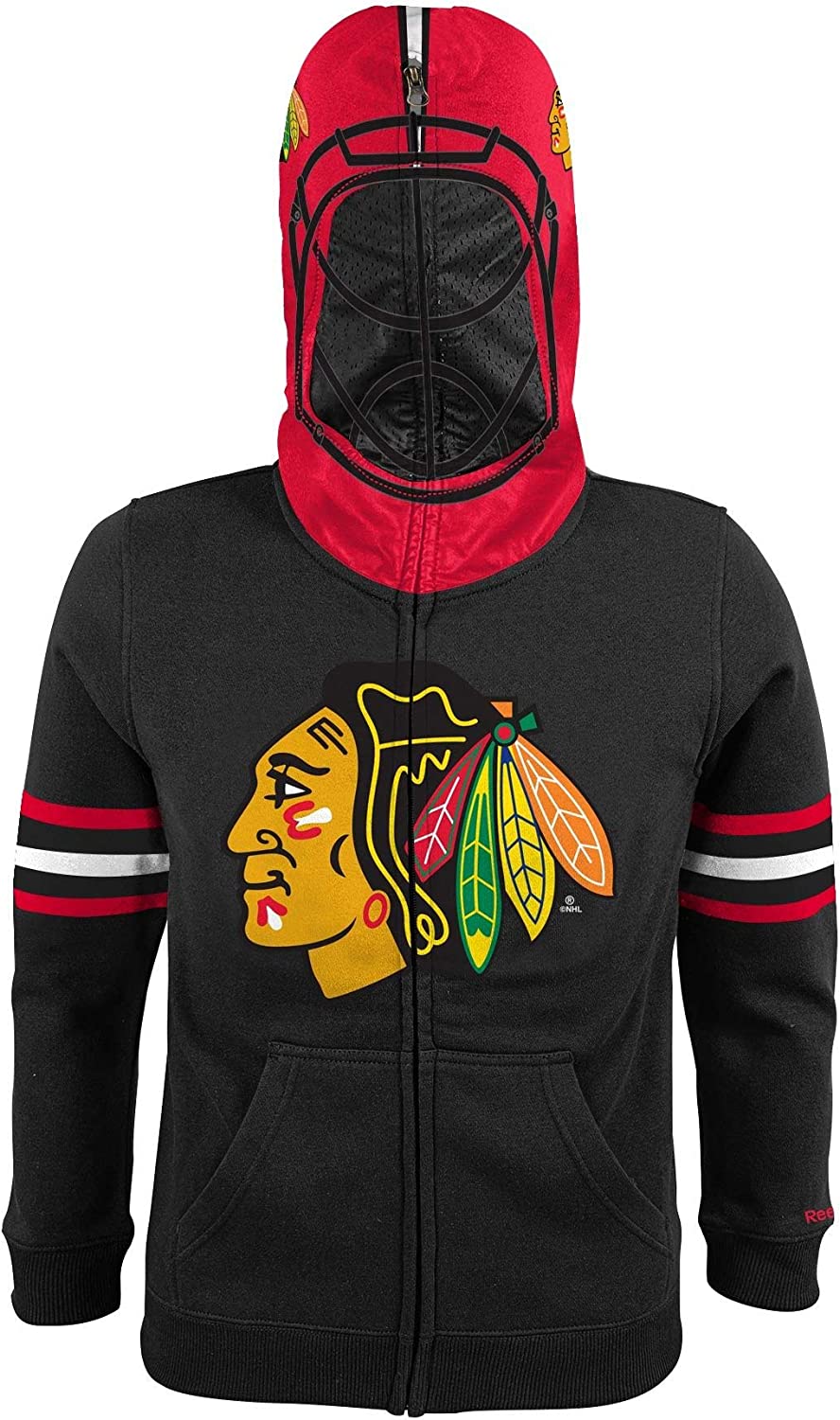 Chicago Blackhawks Youth NHL Reebok "Goalie Mask" Full Zip Sweatshirt product image 1, provided for visual reference and