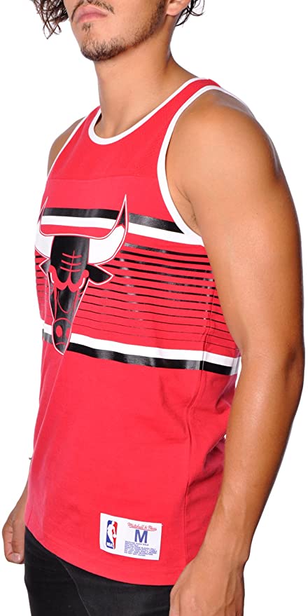 Chicago Bulls Red Mitchell & Ness NBA Surprise Win Tank Top for Men product image 2, provided for visual reference and