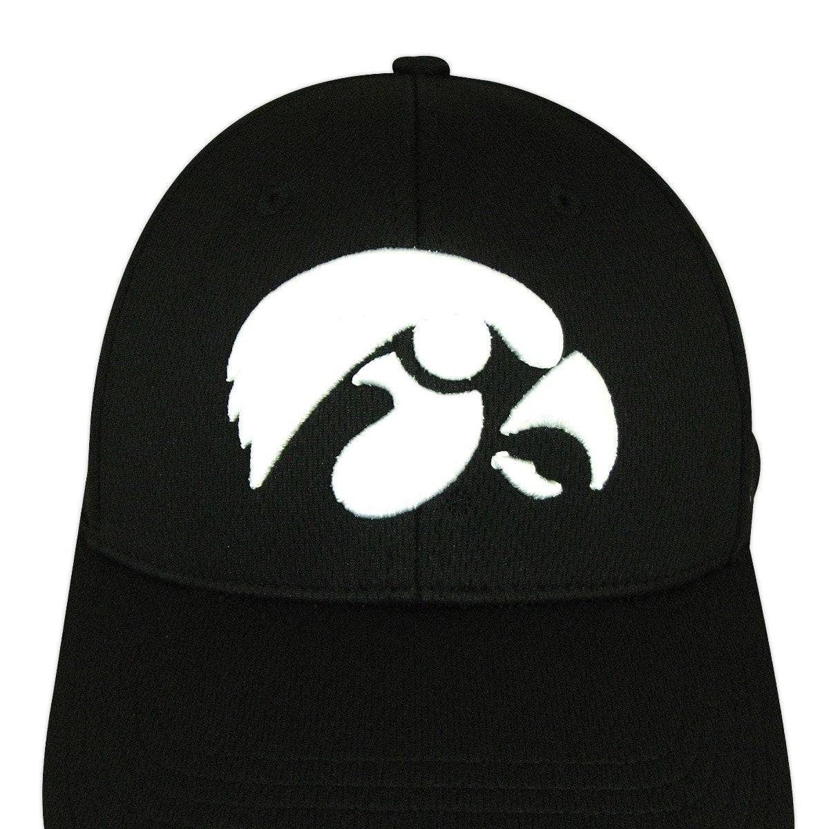 NCAA Iowa Hawkeyes Ultrasonic Black One Fit Flex Hat product image 2, provided for visual reference and product detail review