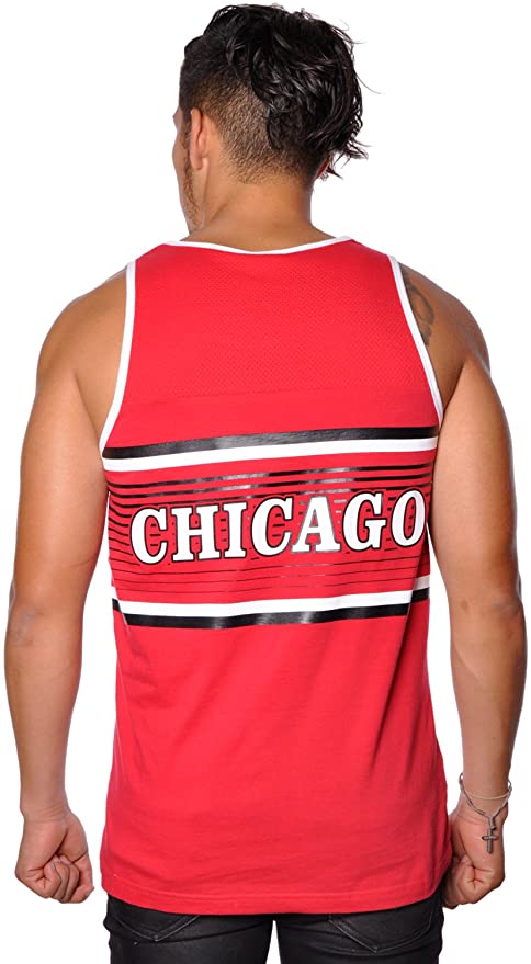 Chicago Bulls Red Mitchell & Ness NBA Surprise Win Tank Top for Men product image 3, provided for visual reference and