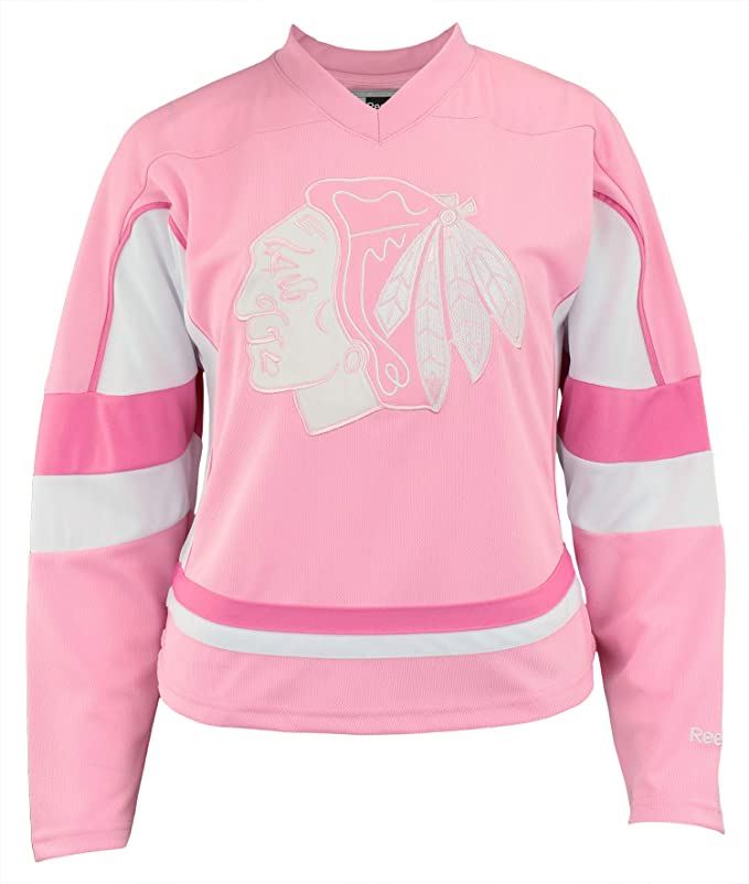 Youth Girls Patrick Kane Chicago Blackhawks Pink Replica Player Jersey product image 2, provided for visual reference and