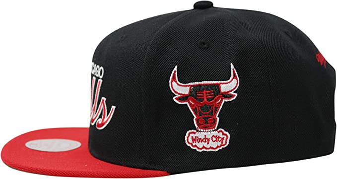 Mitchell & Ness Chicago Bulls Team Script Windy City 2.0 Snapback Hat Adjustable Cap - Black/Red product image 4, provided