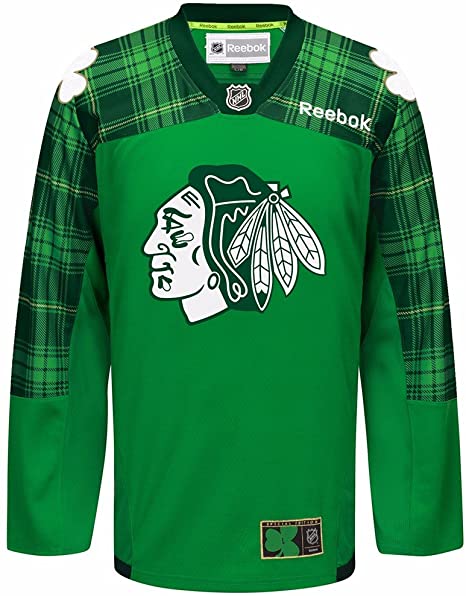 Chicago Blackhawks St. Patrick's Day Reebok Green Tartan Practice Jersey for Men product image 1, provided for visual