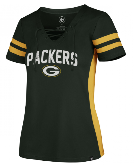 Green Bay Packers '47 Turnover V-Neck Top for Women product image 1, provided for visual reference and product detail review