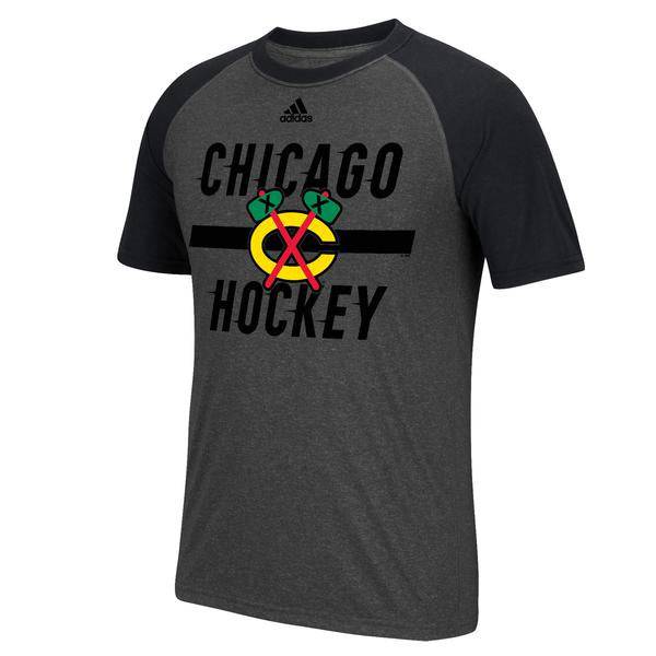 Men’s Adidas Chicago Blackhawks Breakaway Raglan Ultimate T-Shirt product image 1, provided for visual reference and product