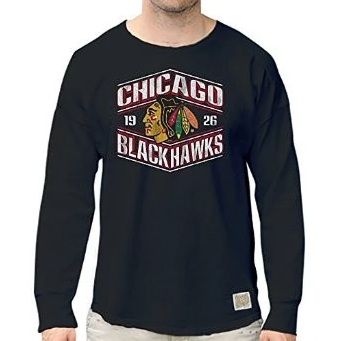 Chicago Blackhawks Retro Brand Black Worlds Best Long Sleeve T-Shirt for Men product image 1, provided for visual reference