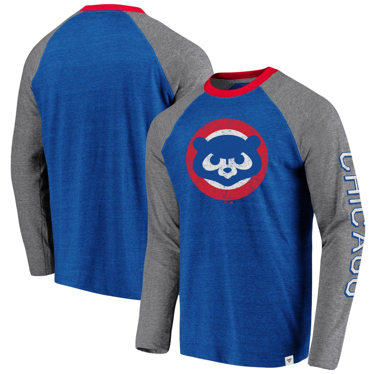 Chicago Cubs Fanatics Branded Royal/Gray True Classics Long Sleeve Raglan T-Shirt for Men product image 1, provided for