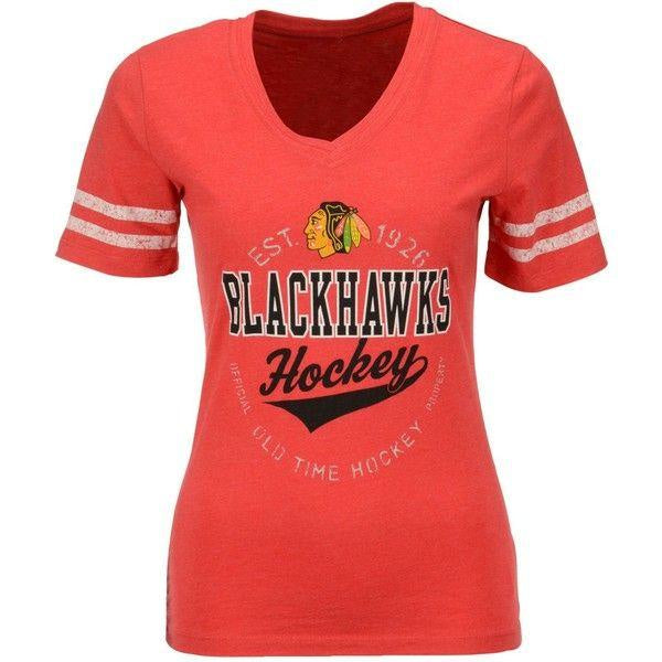 Chicago Blackhawks Old Time Hockey Newbury Collection Red Kruner V-Neck T-Shirt for Women product image 1, provided for
