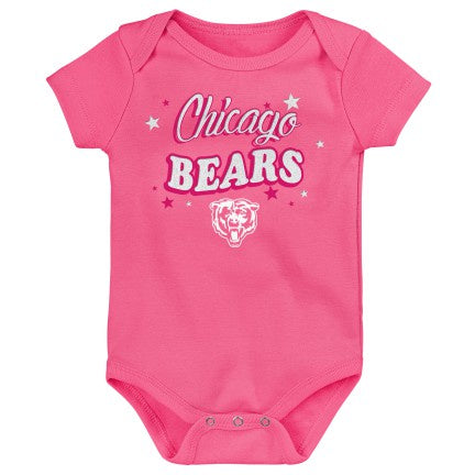 Newborn/Infant Girls Chicago Bears Pink My Team Short Sleeve Creeper product image 1, provided for visual reference and