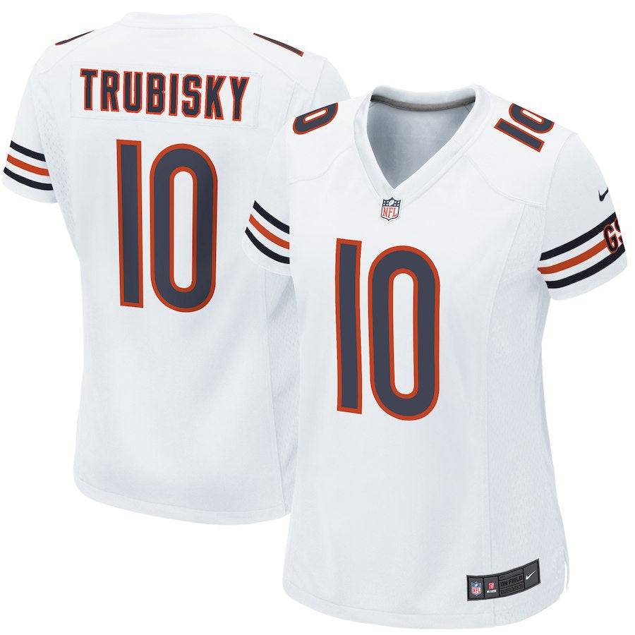 Chicago Bears Mitchell Trubisky Nike White Game Jersey for Women product image 1, provided for visual reference and product