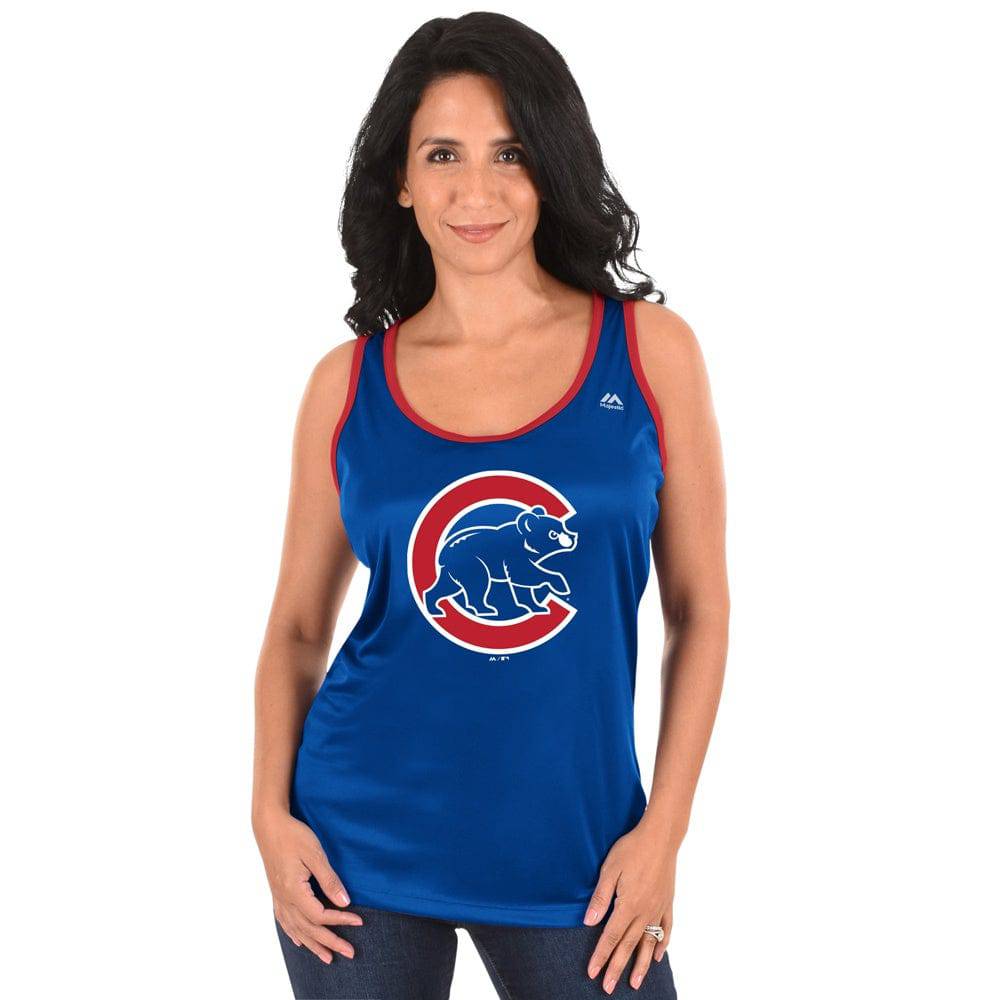 Womens Chicago Cubs All About Function Cool Base Racerback Tank Top By Majestic product image 2, provided for visual