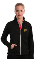 Chicago Blackhawks Levelwear Aurora Script Full Zip Jacket-Black for Women product image 1, provided for visual reference