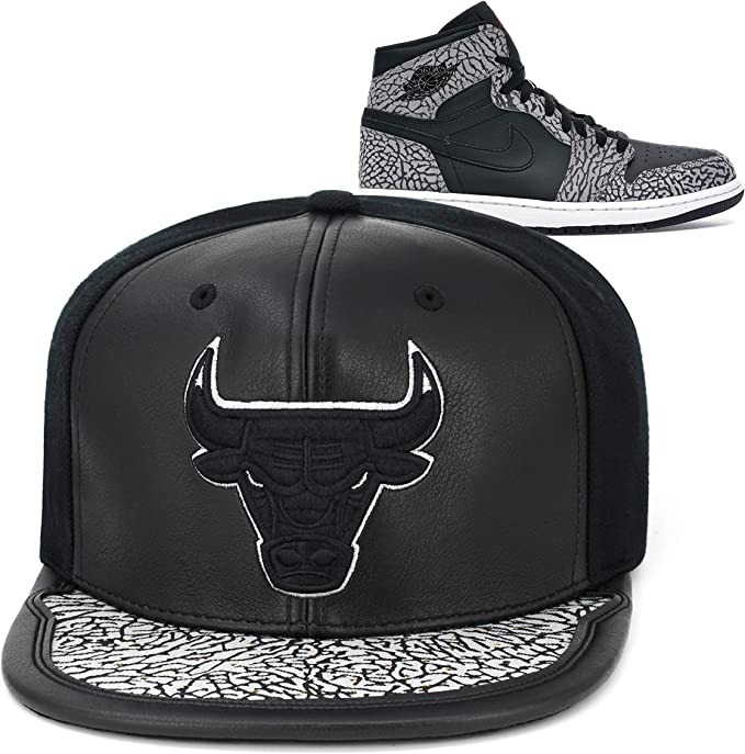 Chicago Bulls Day One Black & White Cement Mitchell & Ness Snapback Hat product image 6, provided for visual reference and