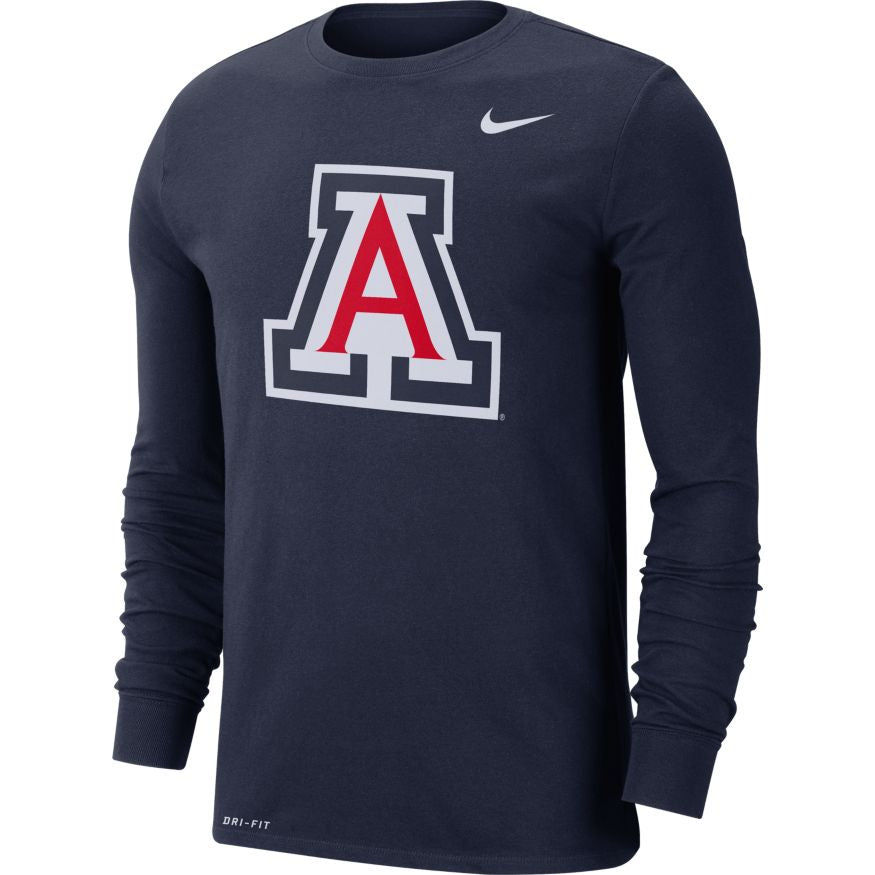Arizona Wildcats Long Sleeve Navy College Nike Dri-Fit T-Shirt for Men product image 1, provided for visual reference and