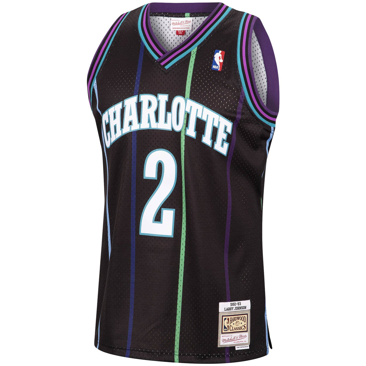 Charlotte Hornets Larry Johnson Mitchell & Ness 1992-93 Hardwood Classics Reload 2.0 Swingman Jersey-Black for Men product