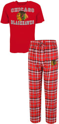 Chicago Blackhawks Two Piece Tiebreaker T-Shirt & Pajama Set Concepts Sport product image 1, provided for visual reference