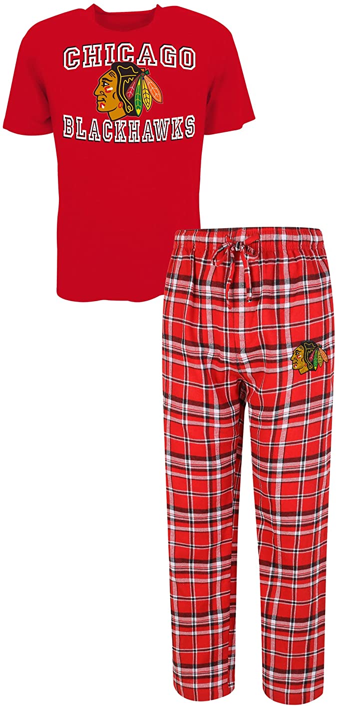Chicago Blackhawks Two Piece Tiebreaker T-Shirt & Pajama Set Concepts Sport product image 1, provided for visual reference