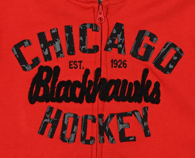 Youth CCM Chicago Blackhawks NHL Full Zip Vintage Fleece Hoodie product image 2, provided for visual reference and product