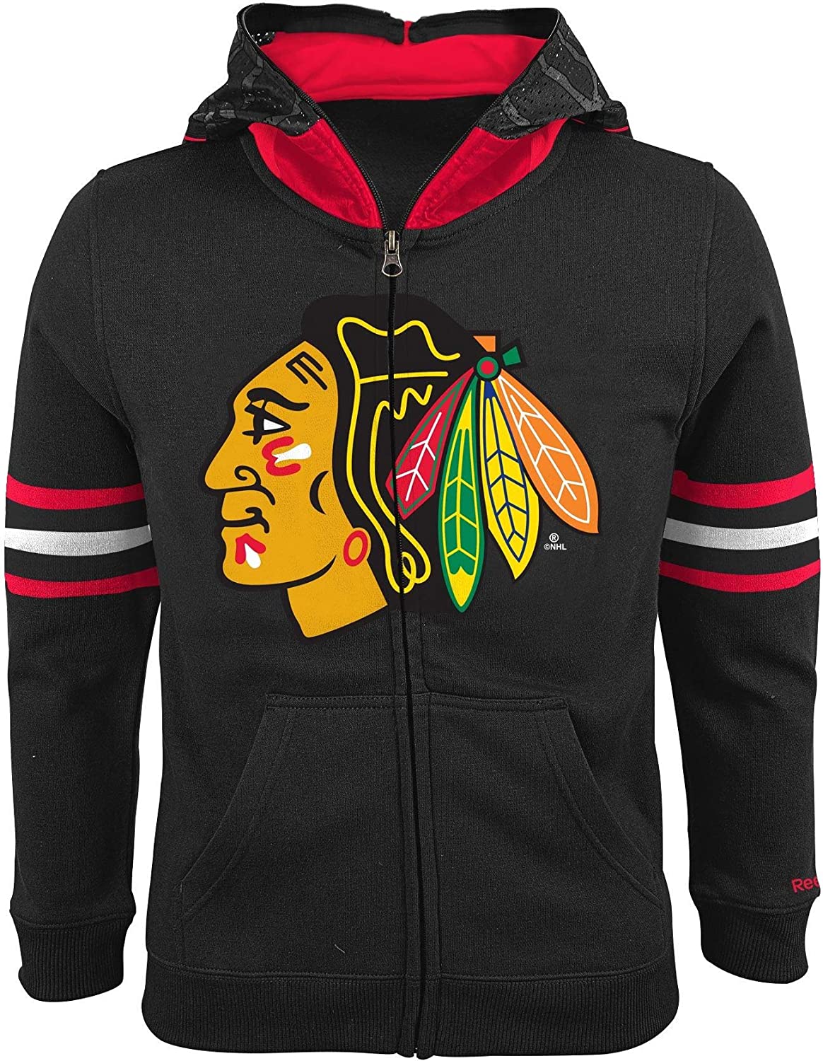 Chicago Blackhawks Youth NHL Reebok "Goalie Mask" Full Zip Sweatshirt product image 2, provided for visual reference and