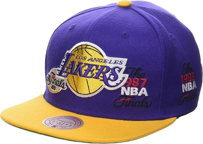 Los Angeles Lakers NBA Patched Up 2 Tone Purple/ Gold Mitchell & Ness Adjustable Snapback Hat for Men product image 1,