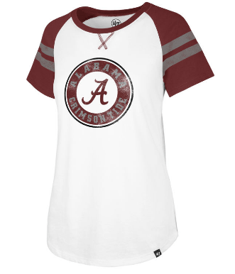 Alabama Crimson Tide '47 NCAA Women Fly Out Raglan T-Shirt product image 1, provided for visual reference and product detail