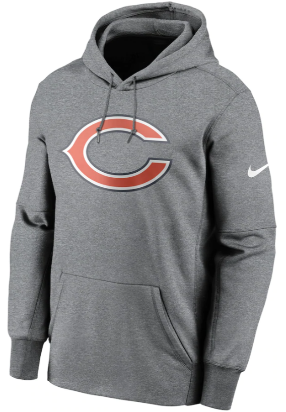 Chicago Bears Nike Heathered Charcoal Fan Gear Primary Logo Therma Performance Pullover Hoodie for Men product image 1,